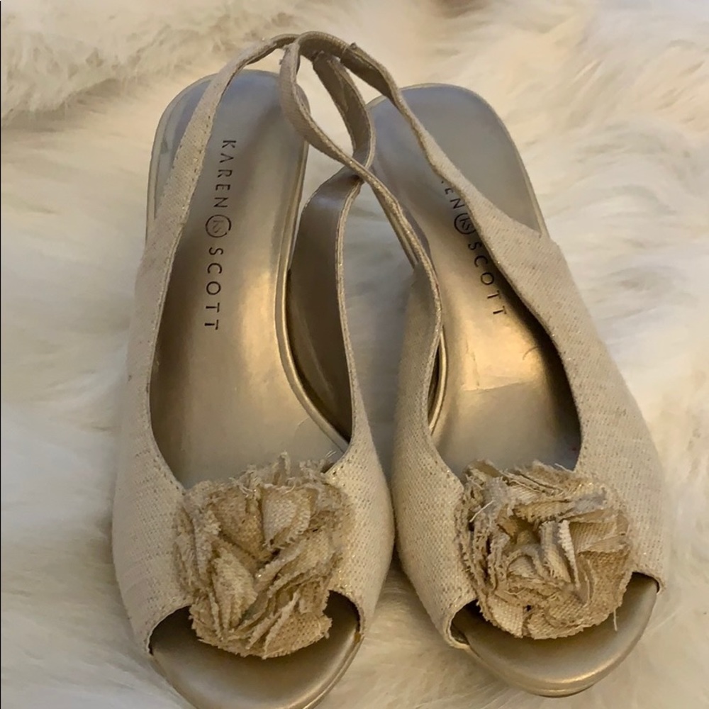 Cream and gold heels